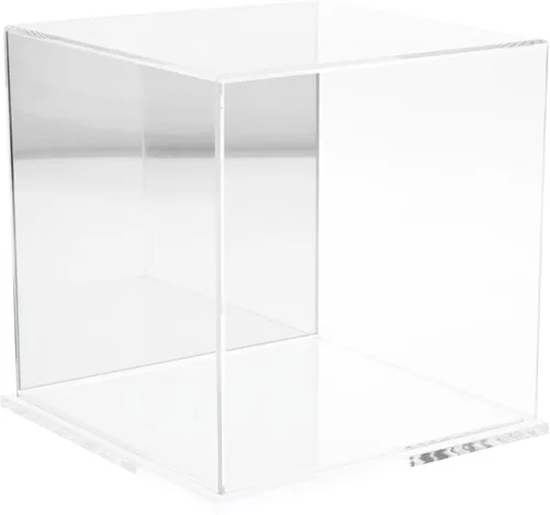 Miniatura 8 de Plymor Vitrina de acrílico transparente con base negra (parte trasera de espejo), 8 x 8 x 8 pulgadas Base negra (espejado)