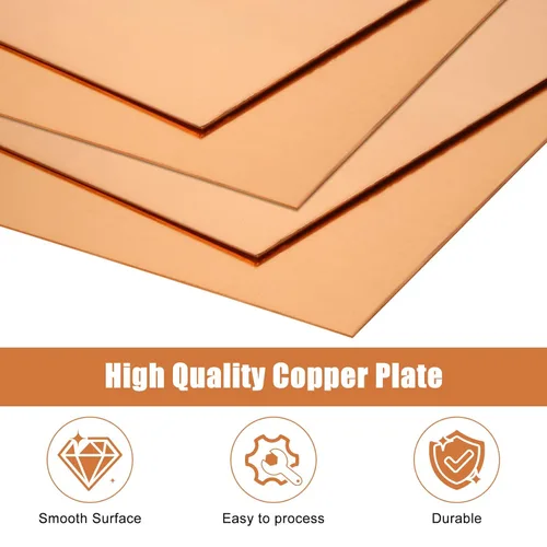 Miniatura 3 de 6 láminas de cobre puro de 4" x 4" x 0.04", calibre 18 (1mm) de grosor, láminas de cobre con película adherida, placas de cobre para manualidades
