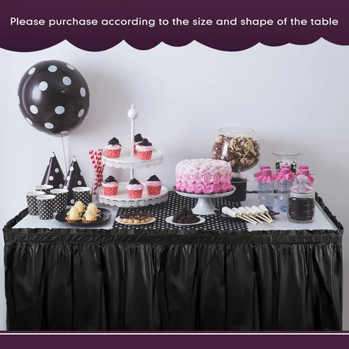 Miniatura 6 de Breling 4 piezas de falda de mesa de plástico de 29 pulgadas x 14 pies, desechables para mantel rectangular, boda, ducha, fiesta de cumpleaños, Negro