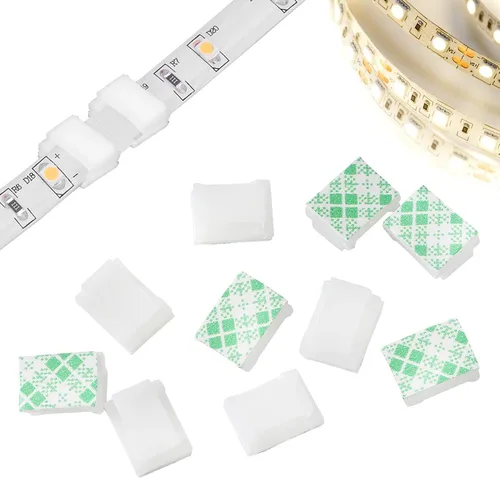 Miniatura 5 de PETKNOWS 120 clips de montaje de tiras de luz, color blanco, autoadhesivos, sujetadores de luz LED, soporte de montaje, abrazadera de cable