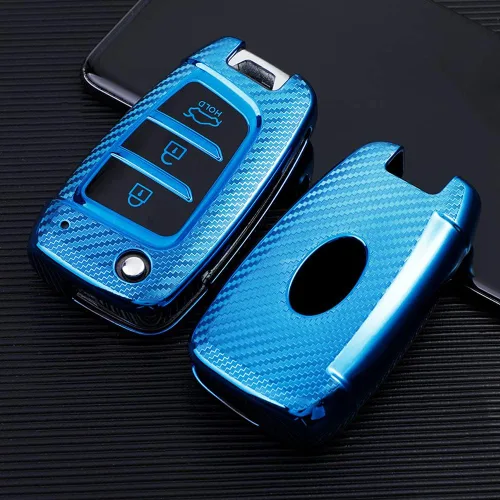 Miniatura 3 de Funda para llavero de coche con textura de fibra de carbono de TPU con llavero para Hyundai Elantra Solaris Tucson I30 Ix35 Genesis Santa Fe Jacket