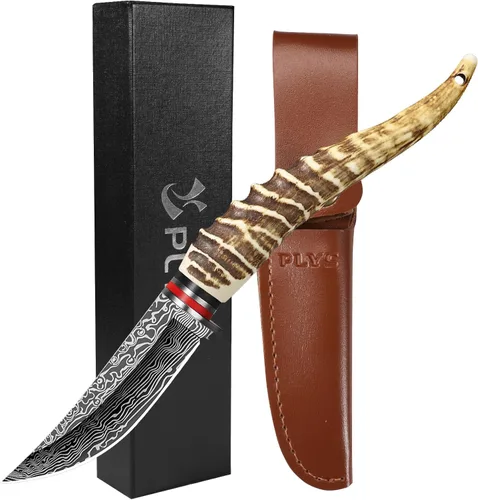 Miniatura 10 de Plys Cuchillo de hoja fija con funda de cuero, hecho a mano, acero inoxidable forjado, supervivencia, campamento, caza, táctico y cuchillo