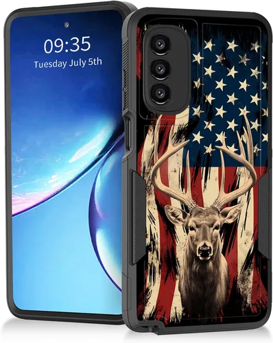 Miniatura 10 de Para Moto G Power 2022 – Funda protectora resistente de doble capa de policarbonato duro híbrido de goma suave a prueba de golpes – Ciervo