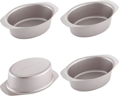 Miniatura 11 de CHEFMADE Juego de mini moldes para pudín, 3 pulgadas, 4 moldes antiadherentes para tarta de huevo, pan y pastel en forma de flor, utensilios
