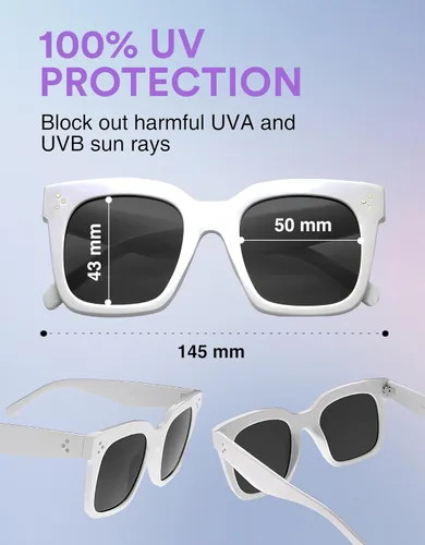 Miniatura 26 de zeroUV - Gafas de sol cuadradas retro de moda de gran tamaño para mujer estilo vintage 1.969 pulgadas