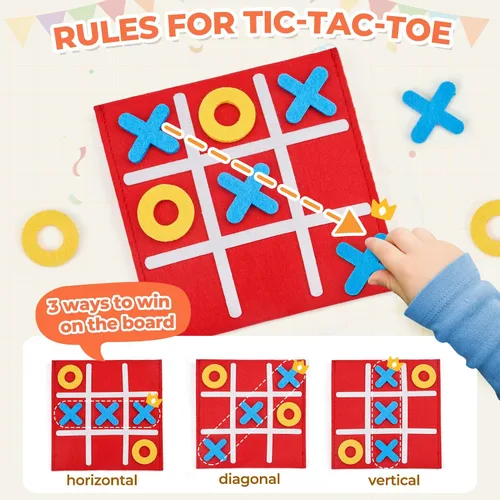 Miniatura 4 de JoyCat Tic Tac Toe Mini Juego de Mesa Juguete para Niños y Familia, Recuerdos de Fiesta de Cumpleaños, Bolsa de Golosinas, Divertida Actividad