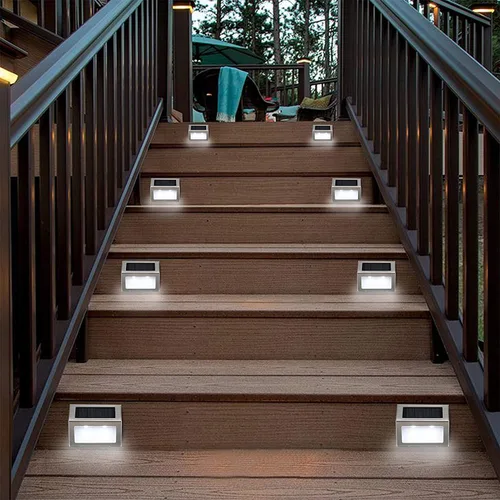 Miniatura 2 de Paquete de 6 luces solares para escalera, jardín, caminos. Luces LED de acero inoxidable para exterior. Blanco frío