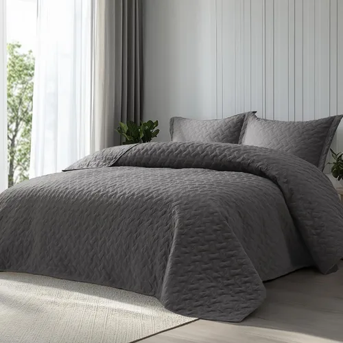 Miniatura 30 de Bedsure Colchas de tamaño Queen: colchas ligeras tamaño Queen con patrón de tejido de canasta, ropa de cama suave, colcha de edredón gris claro