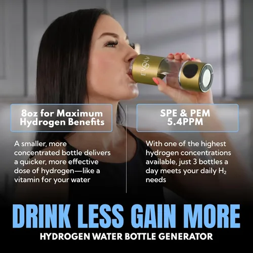 Miniatura 2 de EVOLV Generador de Botella de Agua de Hidrógeno - Ionizador de Agua SPE y PEM 5.4PPM, Mayor Concentración de H2 - Botella de Agua Hidrogenada