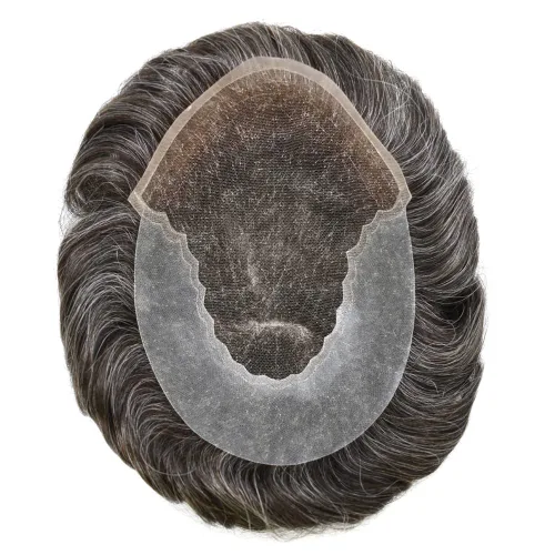 Miniatura 6 de Toupee - Sistemas de reemplazo de cabello para hombre, encaje frontal suizo, nudo blanqueado, pieza de cabello humano natural