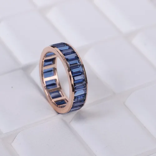 Miniatura 3 de KANISHKA GEMS JEWELS - Banda de zafiro completa a juego para mujer, joyería chapada en oro rosa, regalo de dama de honor, piedra de nacimiento