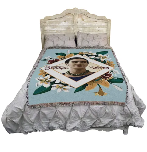 Miniatura 2 de Pure Country Weavers Frida Kahlo - Manta de mujer hermosa – Tapiz de regalo tejido de algodón – Fabricado en los Estados Unidos (72 x 54 pulgadas)