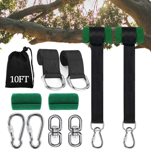 Miniatura 11 de Juego de correas de columpio para árbol (juego de 2), correas de columpio de árbol de 3 pies/8 pies/10 pies/20 pies/30 pies con capacidad para 2500