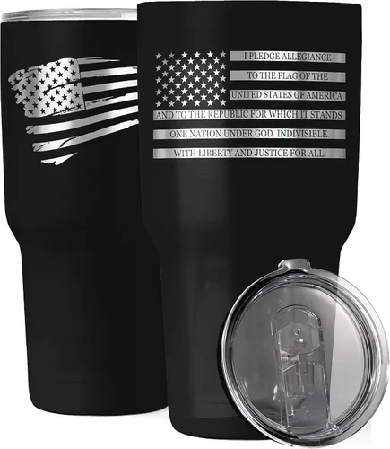 Miniatura 22 de Gadsden Flag Don't Tread on Me - Vaso patriótico de 30 onzas, taza de viaje con la bandera estadounidense, taza de café patriótica, doble