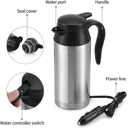 Miniatura 5 de Sunsbell - Hervidor eléctrico portátil para automóvil, 22.0 fl oz, caldera de agua para automóvil, 12 V, calefacción para automóvil, taza de viaje