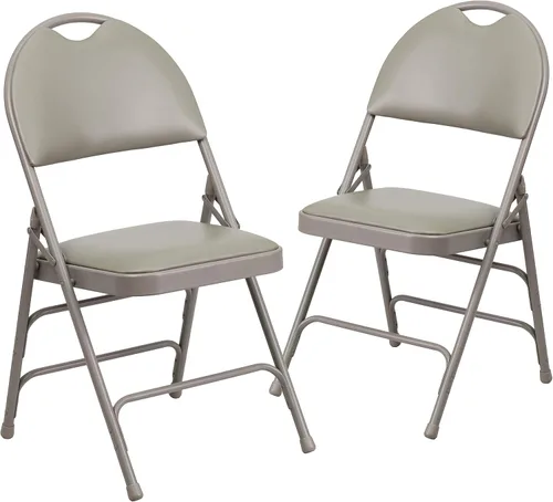 Miniatura 15 de Flash Furniture HERCULES Series Ultra Premium Triple Braced Black Vinyl Metal Silla plegable con asa fácil de transportar Marco negro de vinilo.