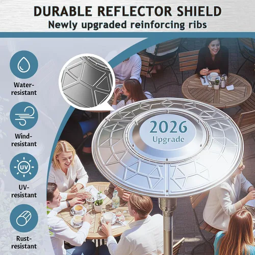 Miniatura 4 de Escudo reflector para calentador de patio, reemplazo superior del calentador de exterior, montaje de 3 agujeros, 30 pulgadas de diámetro redondo