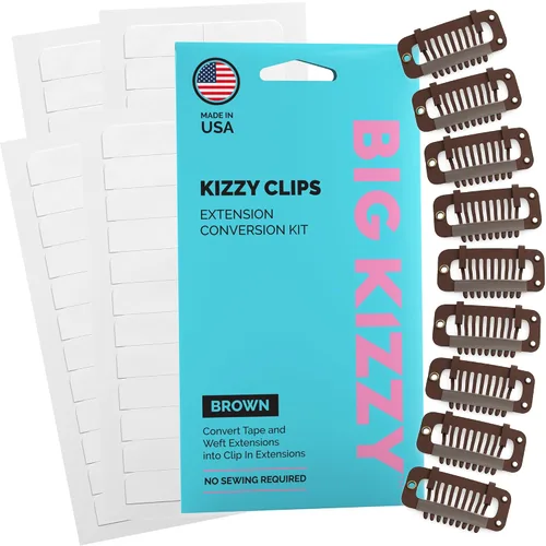 Miniatura 8 de Kit de extensiones de cabello con clip, convierte extensiones de cabello humano con cinta adhesiva en un juego de clip personalizado, clips a Negro