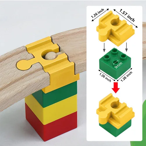 Miniatura 2 de Conjunto de accesorios para pista de tren de madera, 32 piezas de conectores de pista, compatible con todas las principales marcas de vías de tren