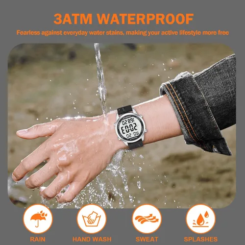 Miniatura 5 de Reloj podómetro para caminar para personas mayores, sin aplicación necesaria, con contador de pasos y calorías y LCD con números grandes Negro