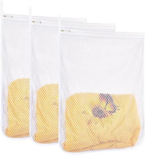 Miniatura 9 de 3 piezas Bolsas de lavandería duraderas de malla de panal para prendas delicadas 16" x 19" (2 grandes) 12" x 15" (1 mediana)