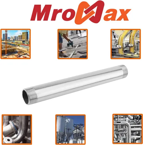Miniatura 5 de MroMax 1 unids G1 304 accesorios de tubería de acero inoxidable G1 X G1 rosca macho tubería redonda 7.874 in de longitud recto pezón fundido tubo