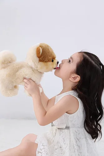 Miniatura 7 de Juguete de perro de peluche electrónico caminante de Pomeranian, cachorro realista interactivo robot mascota perro, caminando, ladrando, moviendo