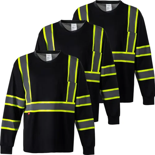 ProtectX Camisas de manga larga de alta visibilidad, camiseta de seguridad reflectante de alta visibilidad para hombres y mujeres, camisa de