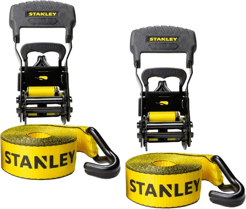 Miniatura 12 de STANLEY S10002-12 Correas de trinquete negras/amarillas de 1" X 12' - Carga de trabajo segura de 500 LBS / Fuerza de rotura de 1,500 LBS, paquete