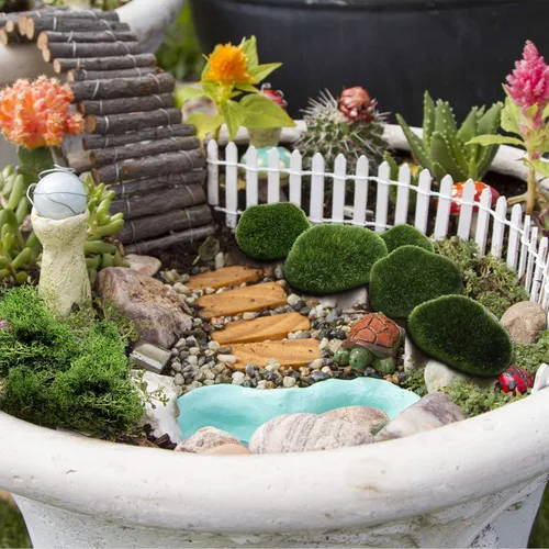 Miniatura 6 de Chuangdi 80 unidades de piedras artificiales de musgo de varios tamaños, decorativas de imitación verdes, bolas de musgo verde, decoración