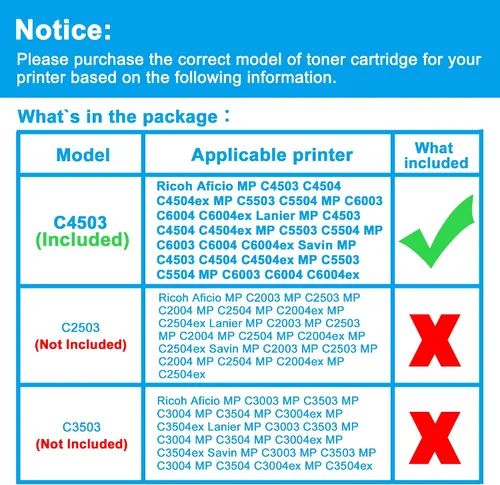 Miniatura 2 de LCL Cartucho de tóner de repuesto compatible para impresora Ricoh 841849 MP C4503 C4504 C4504ex C5503 C5504 C6003 C6004 C6004ex (paquete de 1 negro)