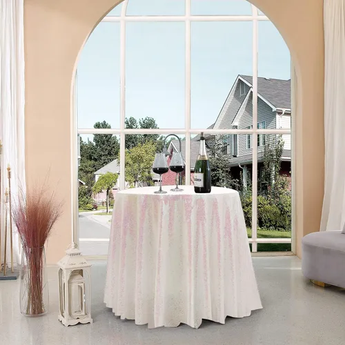 Miniatura 10 de Manteles redondos de lentejuelas negros para fiestas, de 121,9 cm, mantel redondo de purpurina ajustado, pequeño, lindo y dulce, para boda