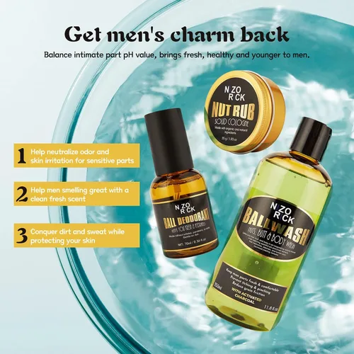 Miniatura 2 de Desodorante de bolas para hombres, kit de lavado de bolas para hombre, loción de lavado de bolas natural y orgánica+spray desodorante de bolas+crema