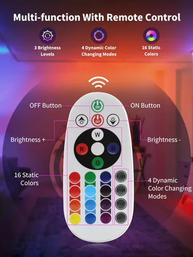 Miniatura 4 de ZUCKEO Focos LED de 10W para Interiores RGBW que Cambian de Color Iluminación Ascendente para Interiores con Control Remoto, Foco Navideño de 120V