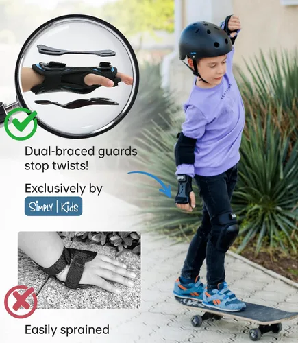 Miniatura 4 de Rodilleras y coderas con protectores de muñeca Simply Kids, tecnología HardSoft. Juego de equipo de protección certificado CPSIA. Rodilleras