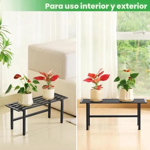 Miniatura 4 de Dipion Paquete de 2 soportes de metal para plantas al aire libre, estantes para plantas de interior, 1 nivel resistentes para múltiples plantas, 26