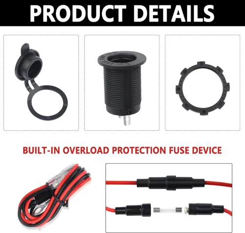 Miniatura 3 de 2 piezas de enchufe para encendedor de cigarrillos de 12 V, enchufe para encendedor de cigarrillos impermeable de 12 V para cargador de coche