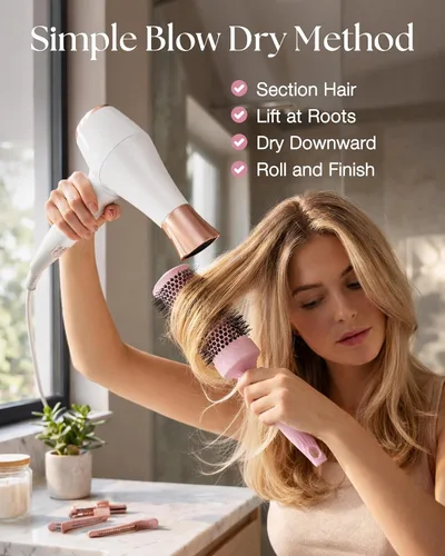Miniatura 3 de Lily England Juego de cepillos redondos para secar con secador para mujeres - Perfecto para peinados voluminosos - Tecnología iónica de cerámica