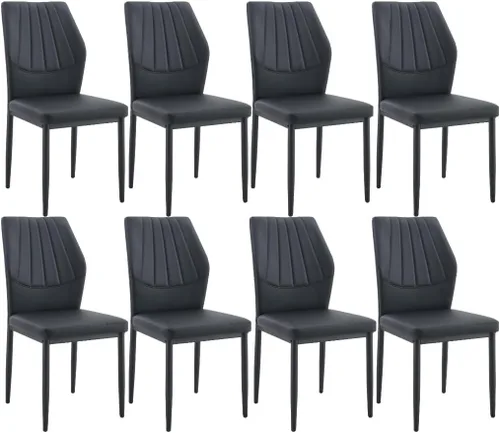 Miniatura 19 de Juego de 4 sillas de comedor negras, modernas sillas de cocina de piel sintética con cojín suave y patas de metal negro, impermeables y fáciles