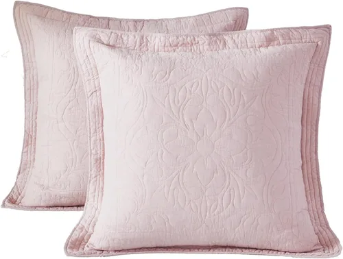 Miniatura 74 de WINLIFE Juego de 2 fundas de almohada acolchadas 100% algodón, estampado floral, tamaño King, color verde