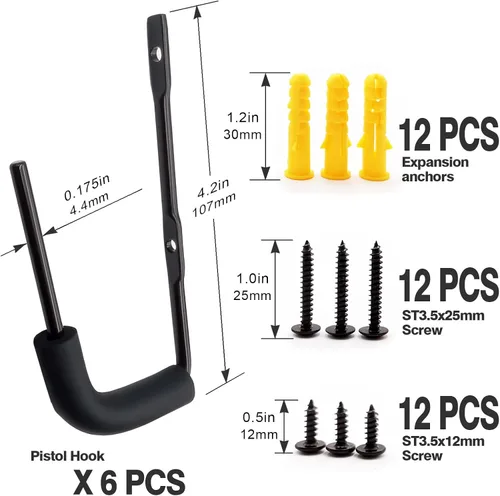 Miniatura 2 de StrongTools Percha para pistolas, soporte para pistola de montaje en pared, adecuado para escritorio o armario, organizador de pistolas