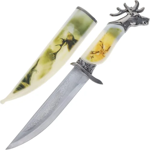 Miniatura 15 de ASR Outdoor Cuchillo de caza de coleccionistas de 13 pulgadas con vaina decorativa y mango con cabeza de animal (muchos estilos)