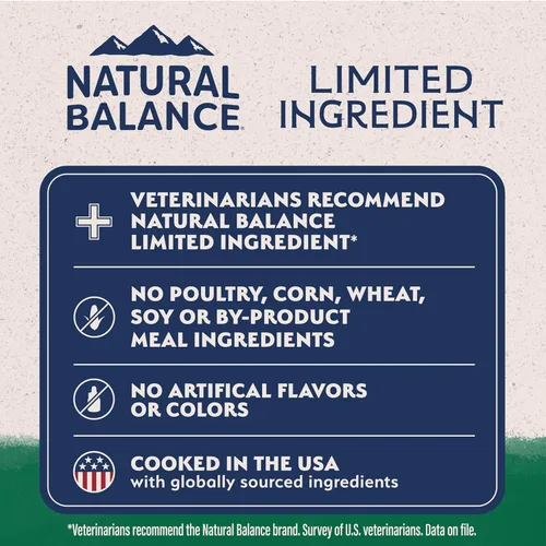 Miniatura 5 de Natural Balance - Comida seca para perros de raza grande con ingredientes limitados, fórmula de granos saludables, cordero y arroz moreno, 12 libras