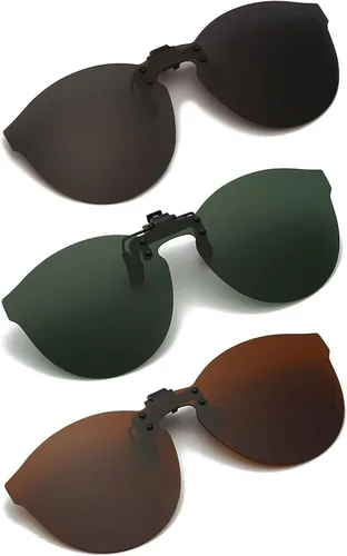 Miniatura 9 de YAMEIZE 3 pares de lentes de sol polarizados con clip, protección UV400 antirreflejos, lente abatible sin montura para conducir al aire libre