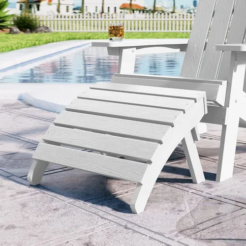 Miniatura 4 de MXIMU Taburete otomano plegable Adirondack para exteriores: Taburete de plástico HIPS para patio, fácil montaje, reposapiés para todo tipo de clima