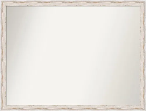 Miniatura 261 de Amanti Art Espejo de baño blanco para sobre el fregadero, 30 x 35 pulgadas, espejo de tocador rectangular estrecho de Eva de oro blanco, marco