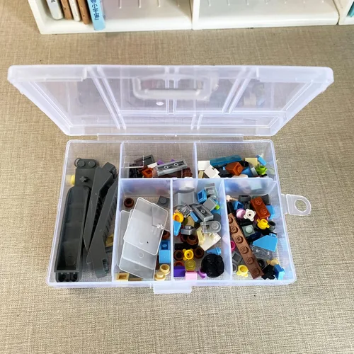 Miniatura 6 de Mini 6 rejillas, paquete de 2 cajas organizadoras de plástico, contenedor de almacenamiento para joyas, aparejos de pesca, aretes, diamantes