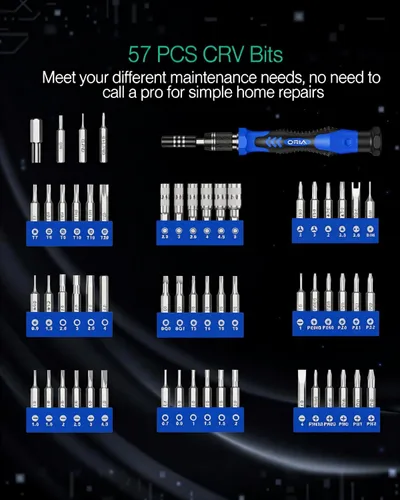 Miniatura 3 de Set de destornilladores de precisión, 60 en 1 kit de conductor magnéticos con 54 Bits, Professional Electronics – Kit de herramientas de reparación