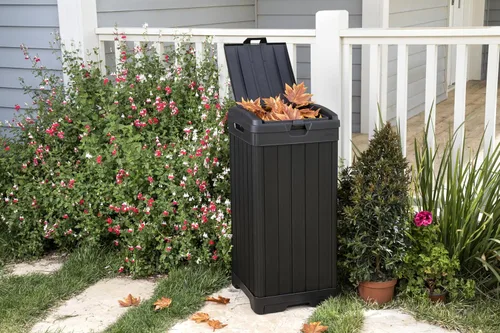 Miniatura 4 de Keter Baltimore - Bote de basura de resina de 38 galones para cocina al aire libre con tapa y bandeja de goteo para una fácil limpieza, perfecto