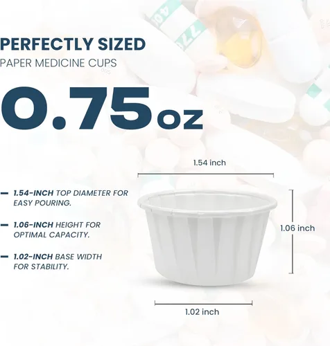 Miniatura 2 de Vasos de papel para medicina desechables de 0.75 onzas, 3500 piezas, taza de condimento de papel de 1 oz, vasos de píldora de papel desechables